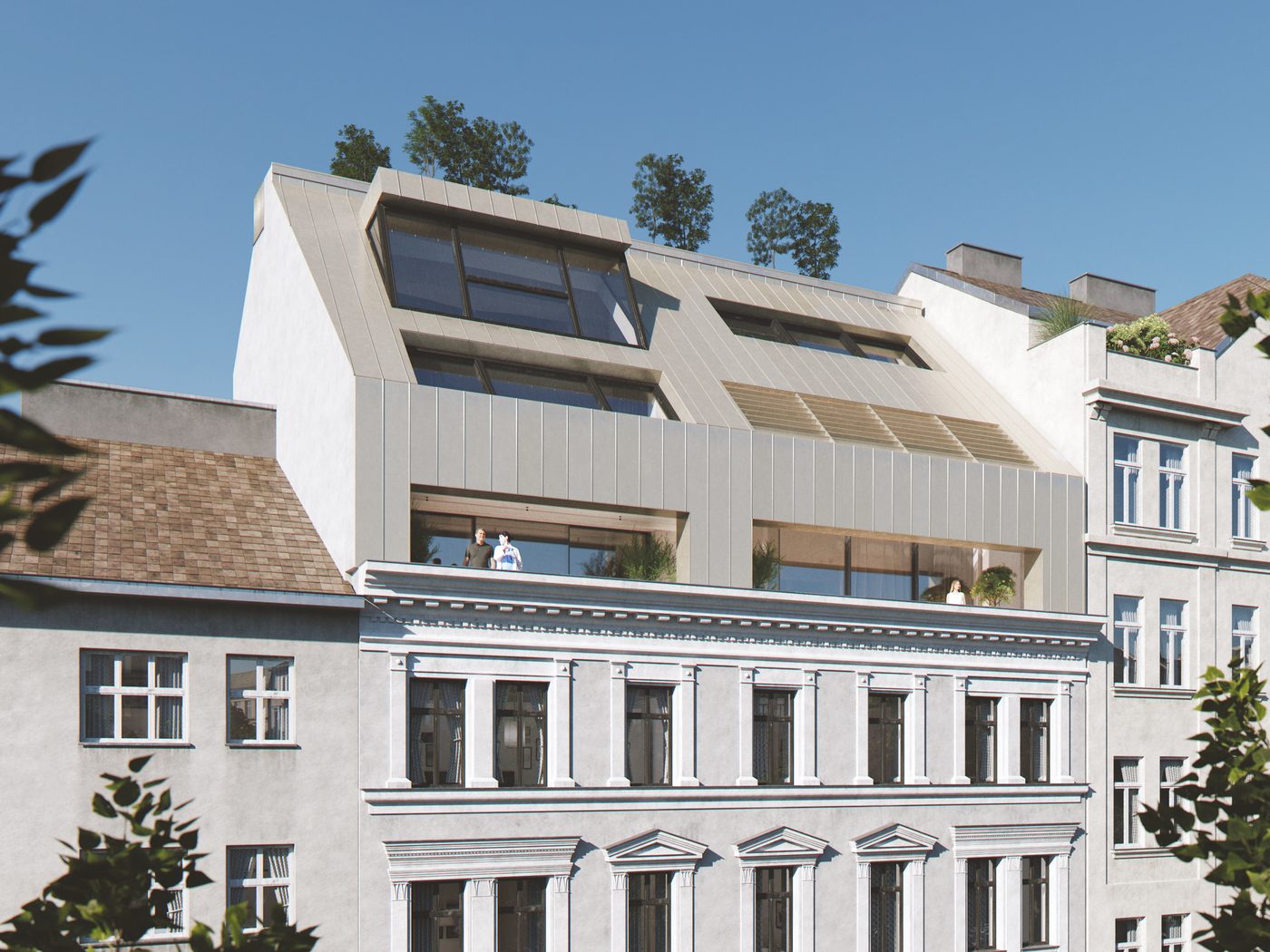 V.IEW Penthouse: neuer Dachaufbau über dem Straßenhaus, Visualisierung
